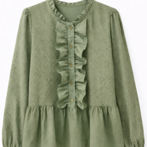 Camisa verde caqui con volantes