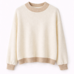 Jersey punto algodón blanco bicolor