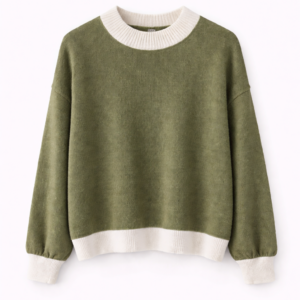 Jersey punto algodón verde caqui bicolor