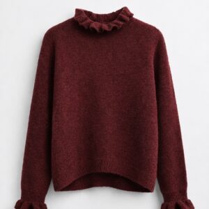 Jersey cuello alto suave burdeos