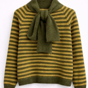 Jersey de punto rayas con cuello envolvente verde