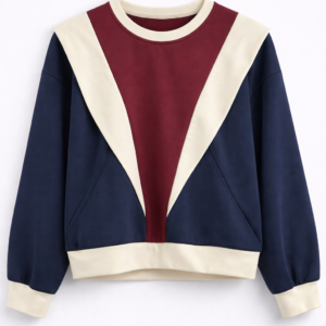 Sudadera tricolor detalle solapa azul marino