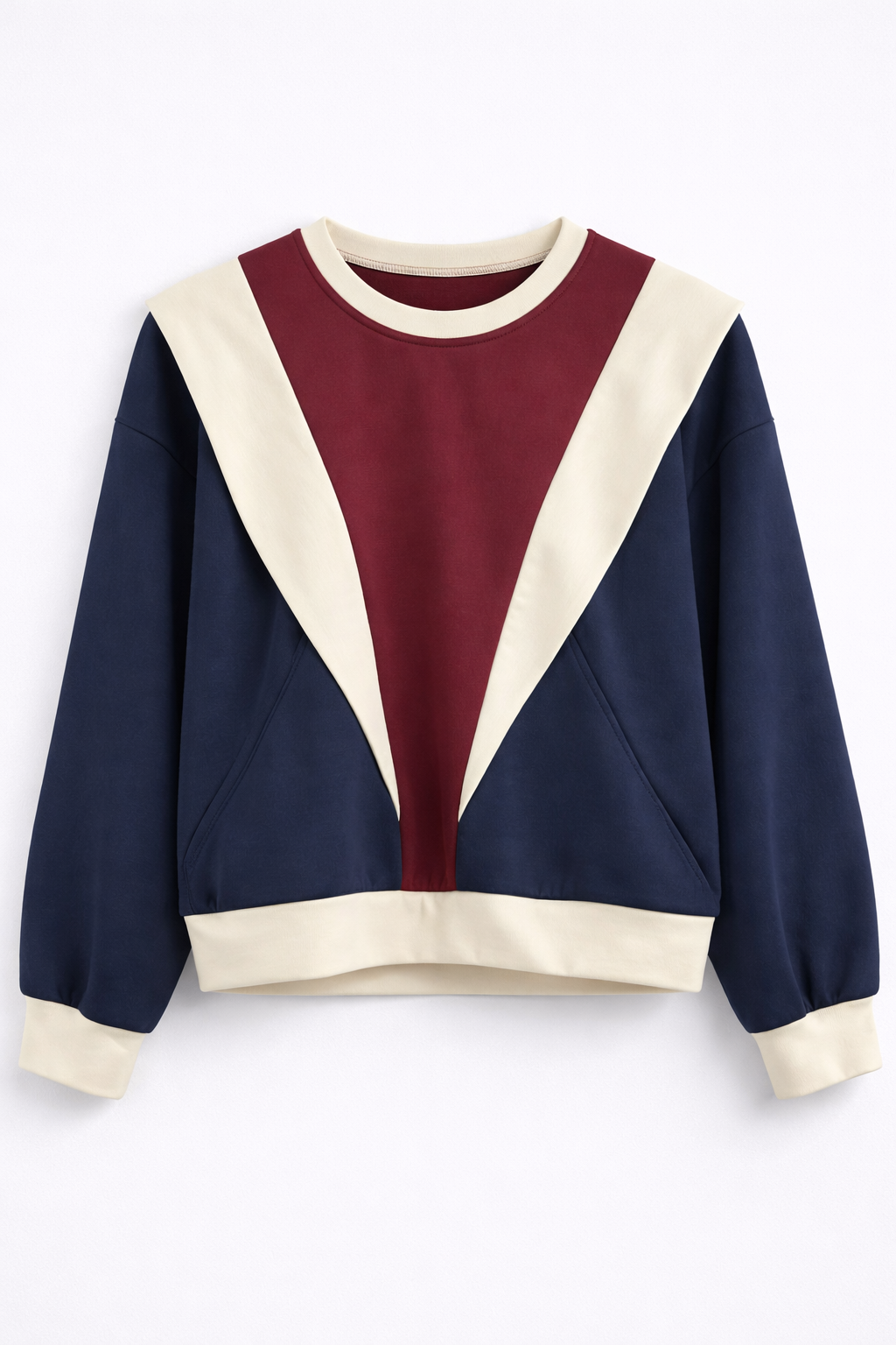 Sudadera tricolor detalle solapa azul marino